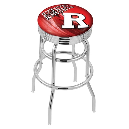 Holland Bar Stool Co 30" Chrome 2-Ring Rutgers Swivel Bar Stool, Accent Ring L7C3C30Rutger-D2